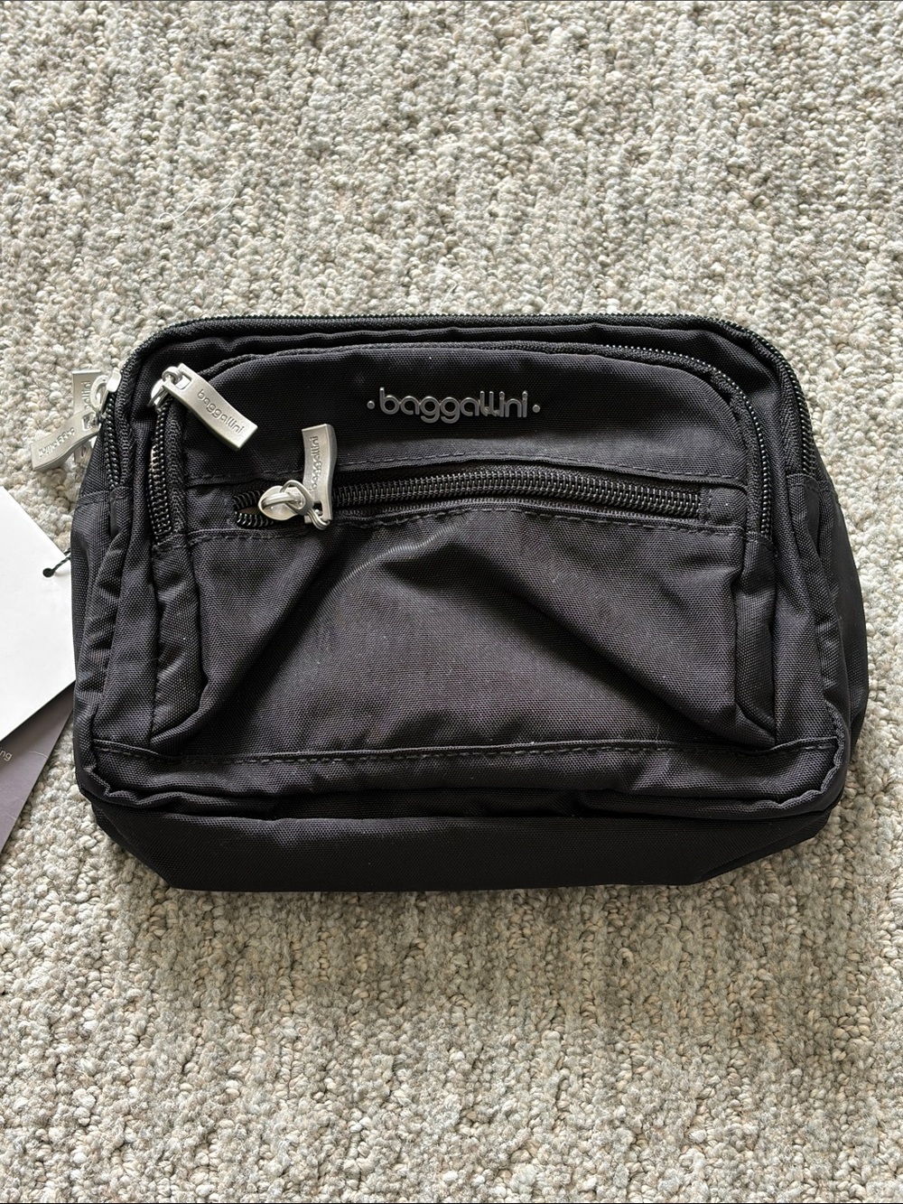 Baggallini Black Triple Zippered Crossbody Bag